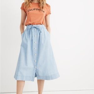 Madewell Chambray Midi Skirt - Sz 10